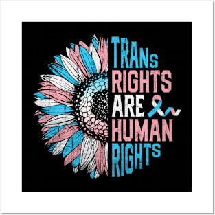 Trans Rights Are Human Rights Transgender Pride Sunflower Posters and Art